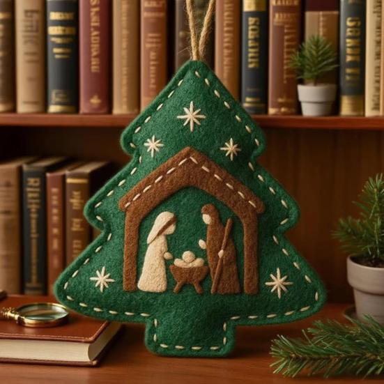 Handmade Nativity Christmas Tree Ornament Acrylic Religious Birth of Jesus Scene Christian Xmas Hanging Decor Unique Gift