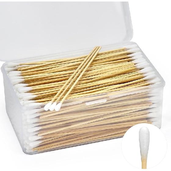 800 Pcs 6  Long Cotton Swabs — Extra Long Wooden Sticks — Large Bulk Wood Handle Cotton Tipped Applicators for Cleaning Makeup, Nail Polish, 400pcs Round Tip boxed wh