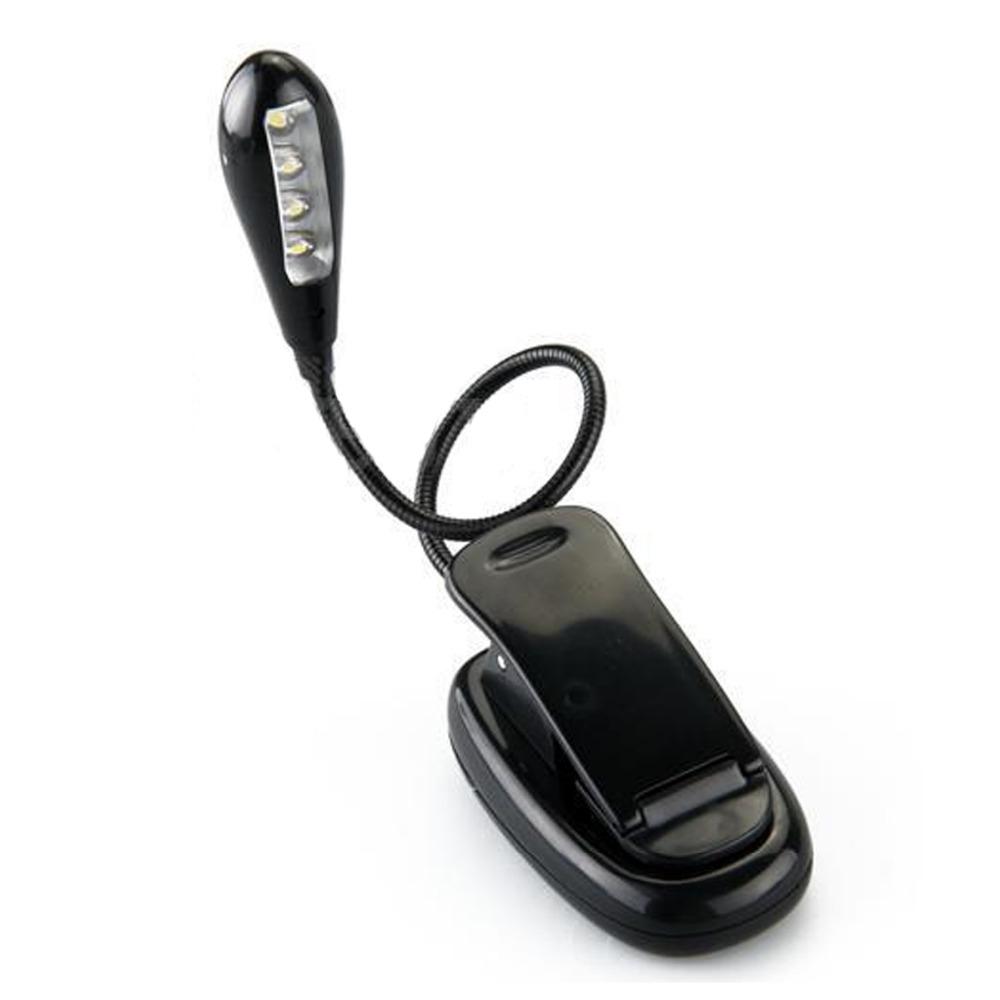 

Black Music Stand Clip On Orchestra 4 White LED Book Reading Light