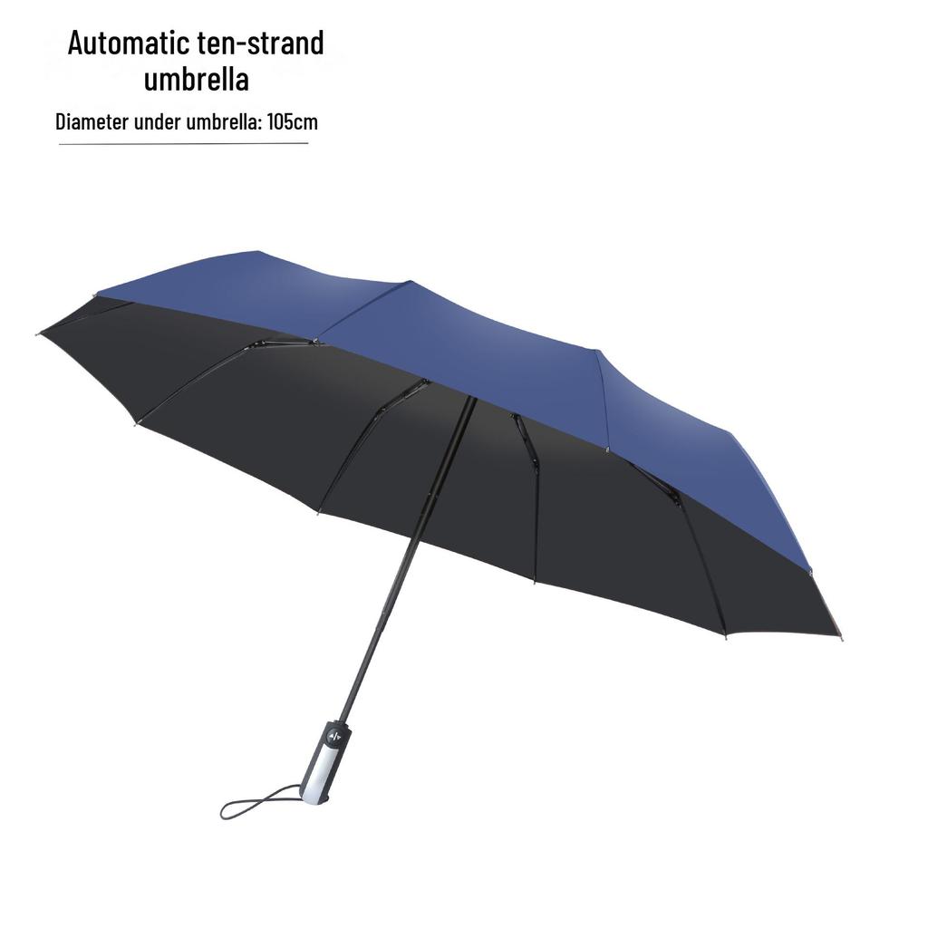 Umbrella Sunny And Rainy Automatic With Printed Logo Black Plastic Spf Sunscreen Threefolding Design