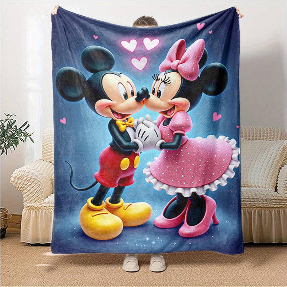 Mickey Minnie Romance Flannel Blanket Super Soft Warm Cozy Blanket For Sofa Bed Office Travel Allseason Home Decor Gift