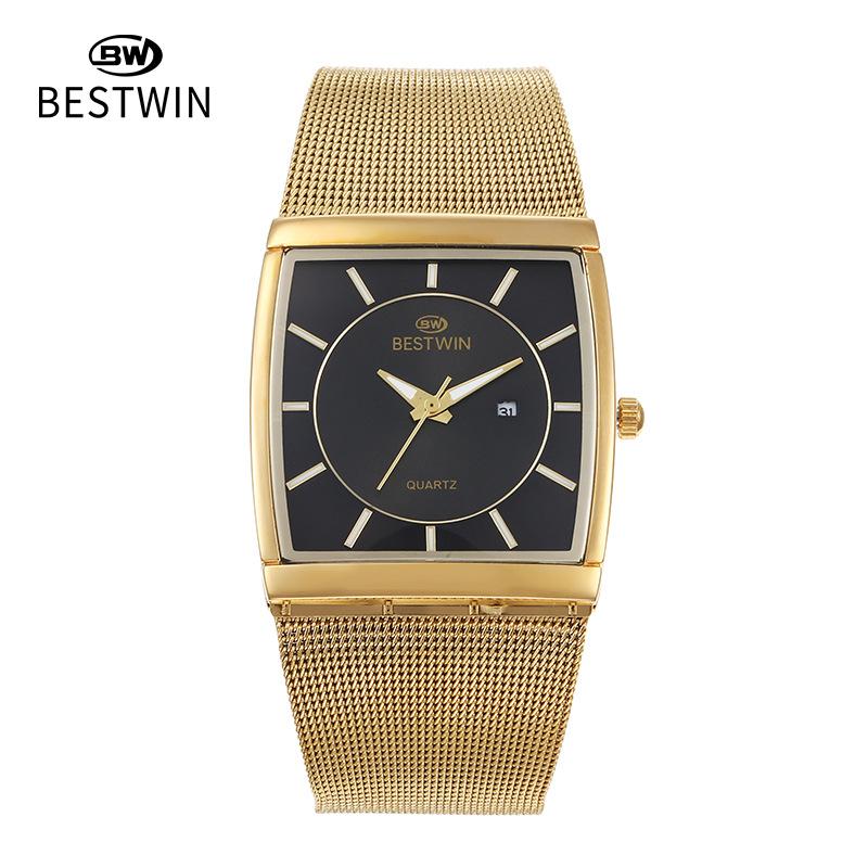 Fashion Ultra-thin Square Watch Male Internet Celebrity Mesh Belt Male Watch Quartz Watch Wristwatch