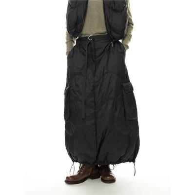 Korean Street Cargo Pocket Down Cotton Skirts Winter Loose Fluffy Warm Casual Loose Skirts Women