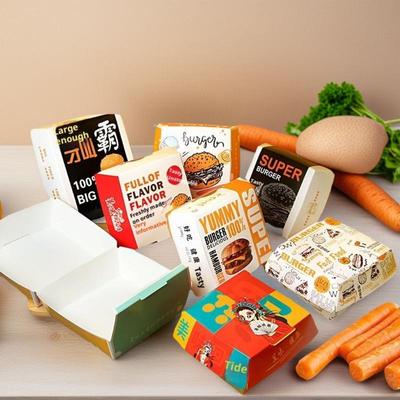 50/100 Stück Verdickte und Fettabweisende Burger-Verpackungsbox Einweg-Burgerbox Lebensmittelqualität Fast Food Take-Out-Boxen