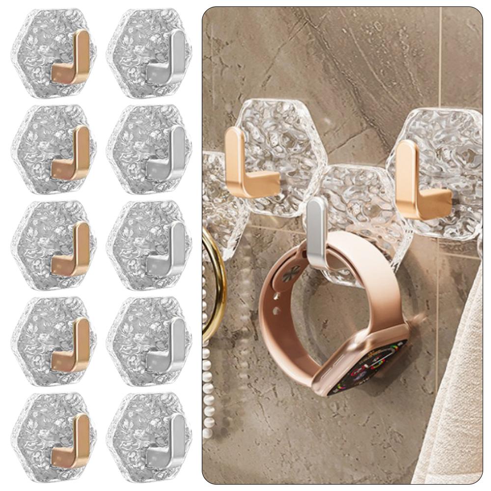 5pcs/set Hexagonal Punch-free Hooks No Trace Home Interior Hooks Self-Adhesive Hooks  Dormitory