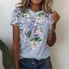 Sommer Frauen T-shirt Blume 3d Druck T-shirt Frauen Mode Übergroßen Kurzarm T-shirt Floral Tops Tees Harajuku Kleidung Vogel