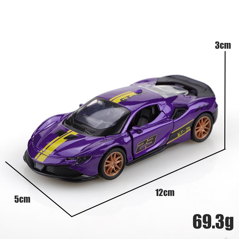 Bagged 1.36 Alloy SF90 Pullback Racing Car, racetrack colors. Alloy toy, children's toy, cool colors. The best gift.