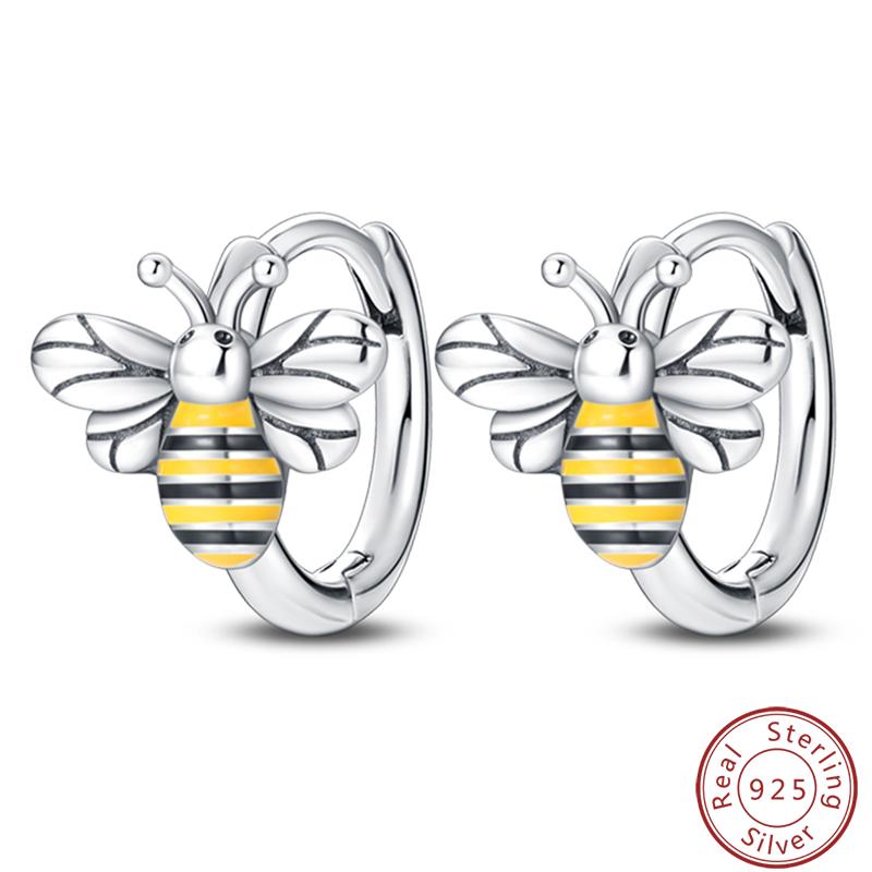 Pendientes de Plata de Ley 925 para Mujer con Diseño de Mariquita, Mariposa, Libélula y Flor de Iris Adecuados para Bodas y Fiestas Joyería Exquisita