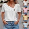 Women's Fashion Casual Solid Color Print Short Sleeve Blouses & Shirts