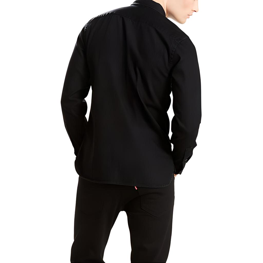 Levis Embroidered Collar Simple Comfortable Long Sleeve Shirt Men Shirts Black 19573-0061