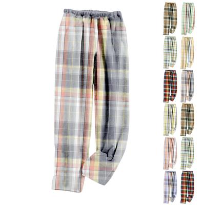 Women Pajama Pants Plush Sleep Pants Soft Elastic Waist Pajama Bottoms Plaid Pants With 2 Pockets