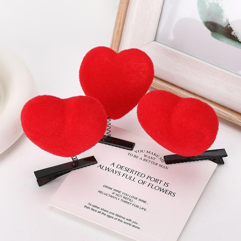 5/10pcs Heart Hair Clip 3D Plush Love Shaped Hairpins Fashion Duckbill Clip Wedding Party Hair Accessories for Girls Lady