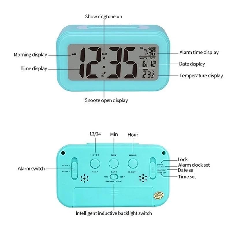 1PC Home LED Digital Alarm Temperature & Calendar Snooze Function Alarm Clock Luminous Table Electronic Smart Clock