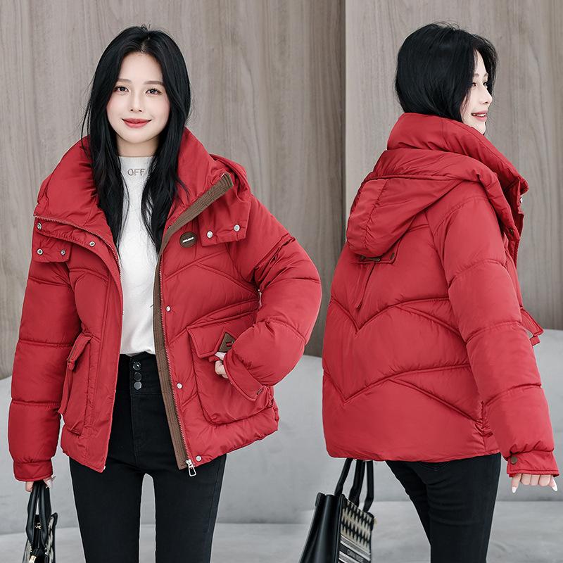 2025 Fall/Winter New Down Cotton Jacket Korean Loose and Thickened Hooded Bread Jacket Versatile Jacket