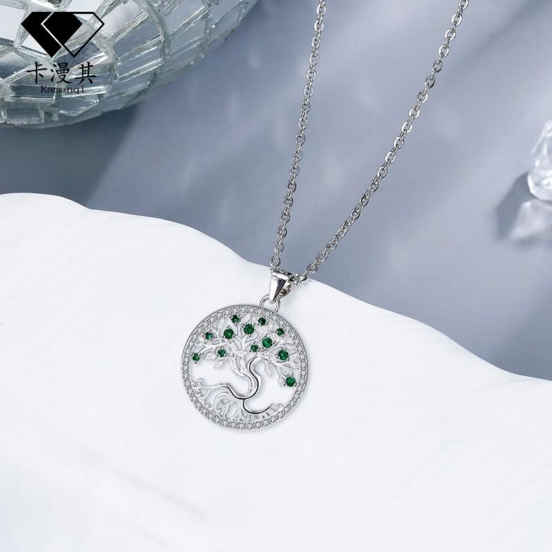Elegant Tree Of Life Pendant Necklace Women White Gold Plated Copper Chain Fashionable Daily Wear Gift Mom