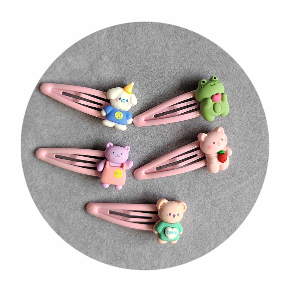 Metal Hair Bobby Clips Headwear Hairpins for Kids Girls Resin Bear Tiger Animal Hair Clips for Children