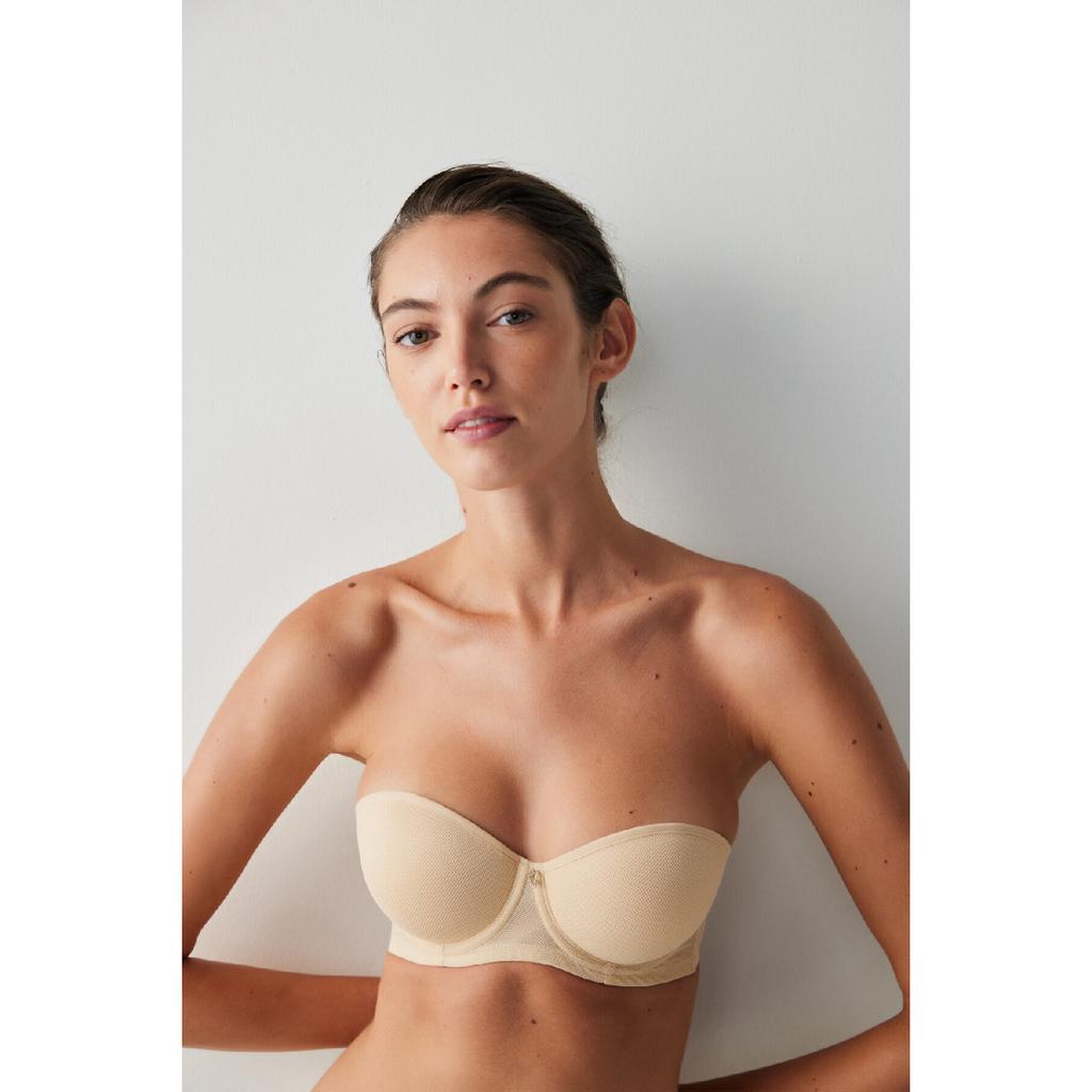 Nudefarbener, gepolsterter Pop-Up-BH