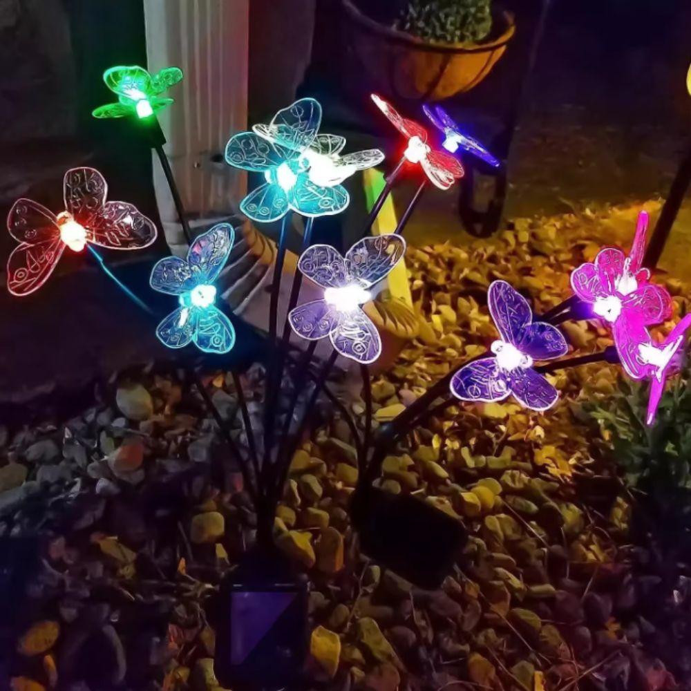 2 Modes Solar Butterfly Lights 6 LED Stake Lights Landscape Outdoor Decor Light Courtyard