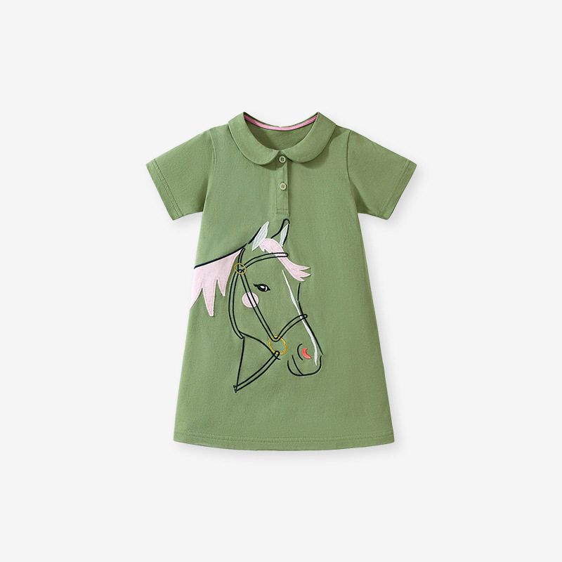 

Little Maven Factory Girls Dress Cross-Border Short-Sleeved Children s Dress European and American Summer Children s Dress Gs 3009 2Y (90cm)