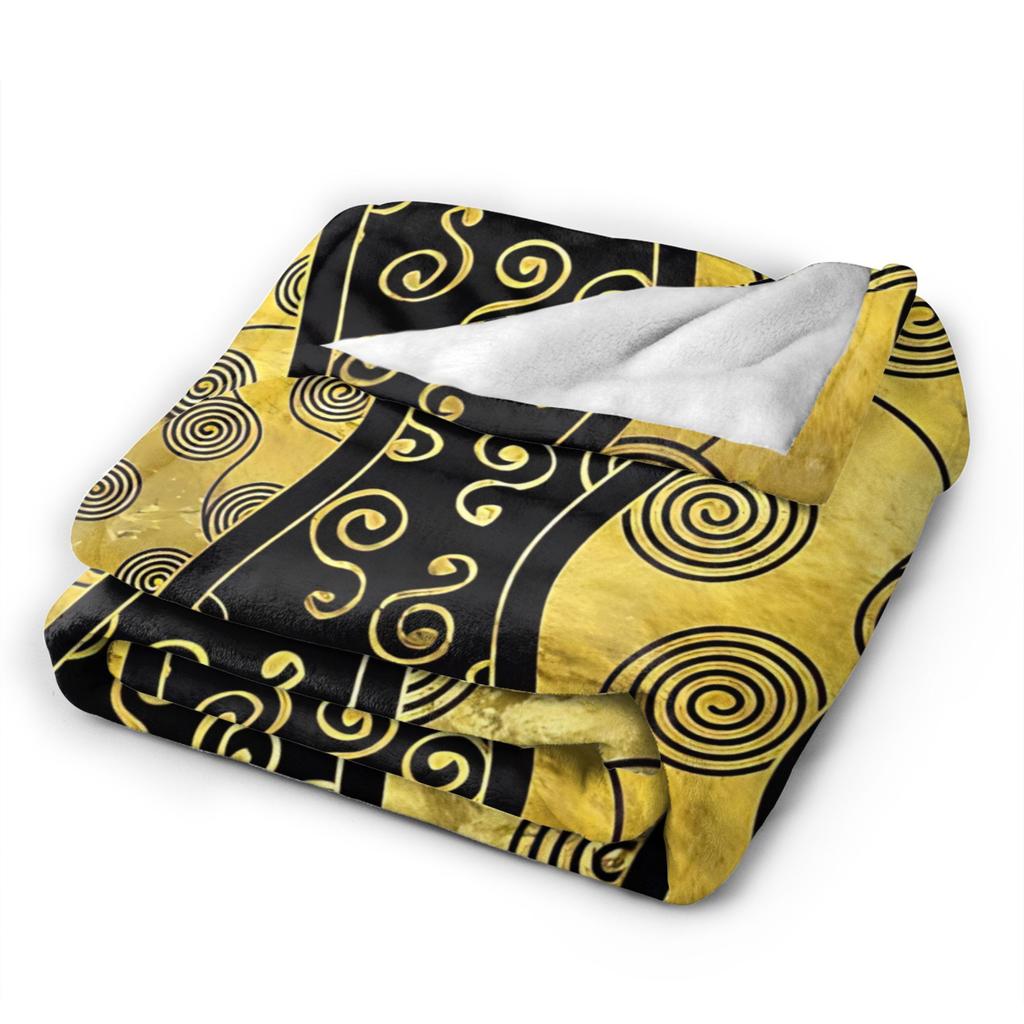 African Art Black And Gold Pattern Flannel Blankets Custom Throw Blanket for Home 200x150cm Quilt,