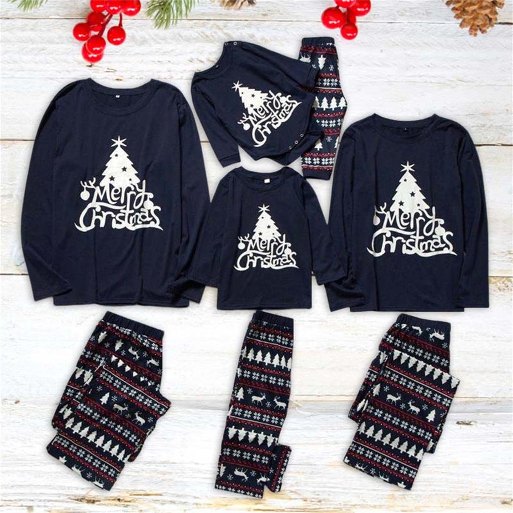 Купить Рождественский принт милый семейный комплект пижамы, домашняя ...