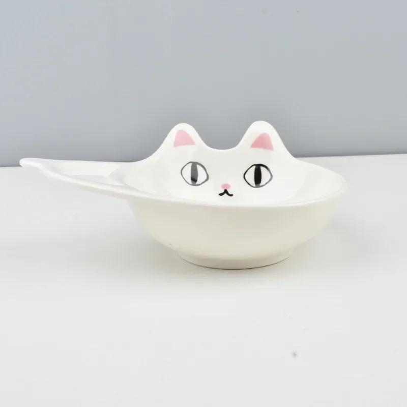Ceramics Cute Cat Salad Bowl One Ear Dessert Bowl Japanese Three-coloured Cat Ceramic Tableware Home Kitchen Supplies Dinnerware