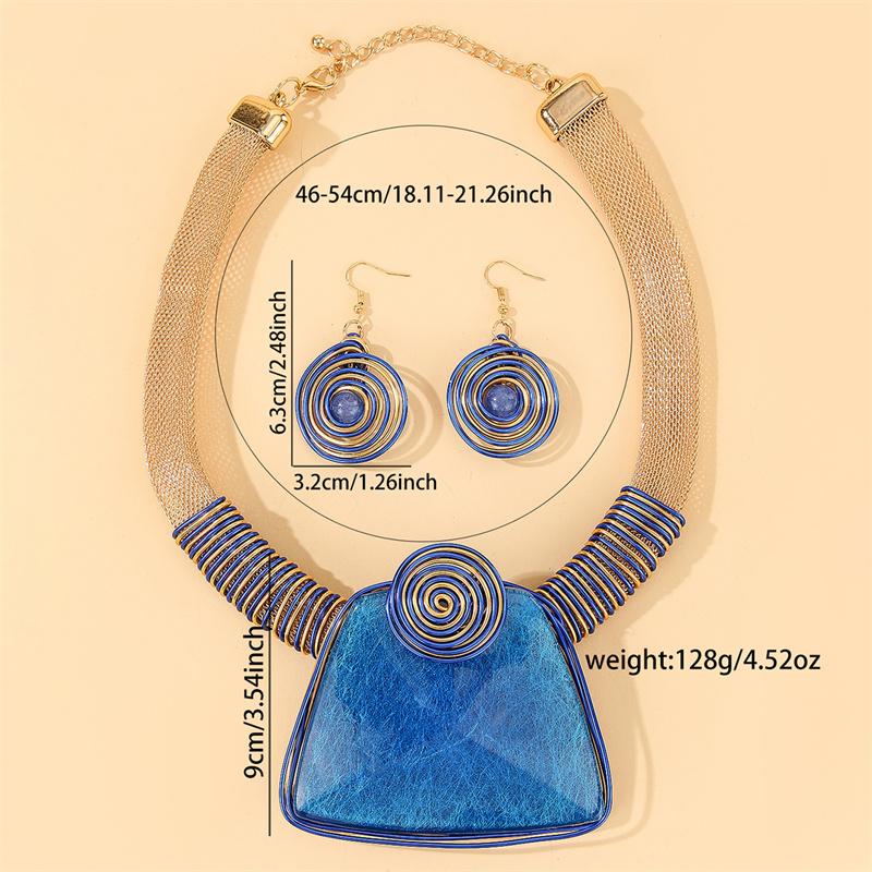 

1set Crystal Necklace Earrings Set For Women Vintage Style Colorful Rhinestone Jewelry Set Inlaid Pendant With Lantern Chain