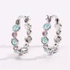 Retro Elegant Style Hoop Earrings For Women Opal Shiny Cubic Zirconia Crystal Pendientes Fine Jewelry Gifts