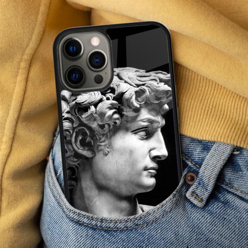Vintage Funny Statue Soft Phone Case for iPhone 17 Air 16e Pro Max 15 Pro 13 14 Plus 11 12 MagSafe Magnetic Coque
