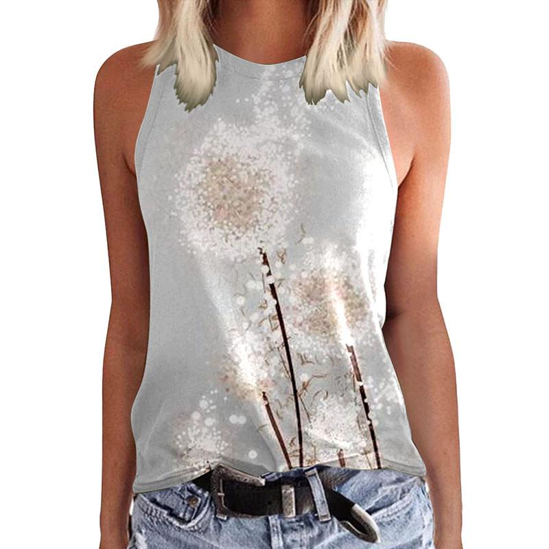 Sunflower dandelion 3D printed vest for women's casual wear