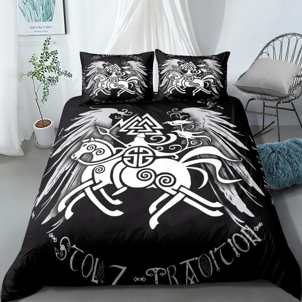 Vigvisir Viking Art Constellation Bedding Set Single Twin Full Queen King Size Polyester Aldult Kids Comforter Quilt Cover Set