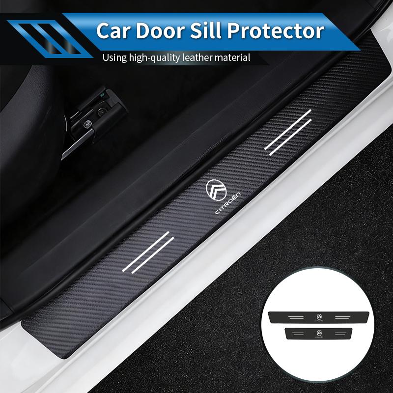 4PCS Car Door Sill Protective Sticker Carbon Fiber Door Sill Accessory For Citroen C3 C4 C5 C1 C2 Berlingo Celysee Xsara Picasso