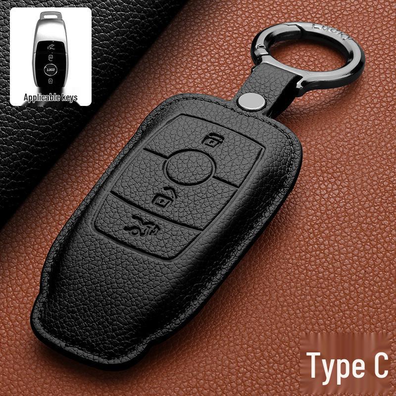 Mercedes-Benz Key Case Set for E-Class, C-Class, E300L, GLC300, C260L, S-Class, and GLE - Unisex Shell Buckle Accessory.