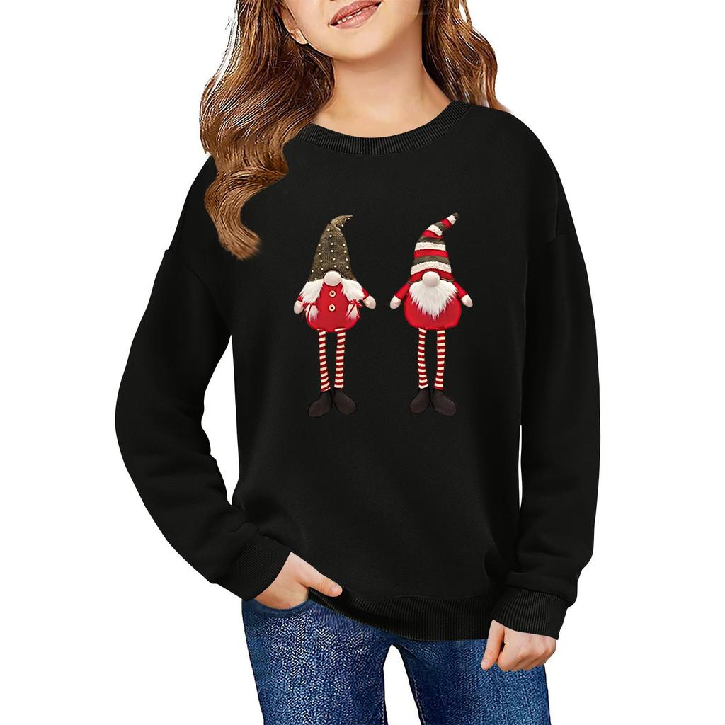 Children's Fashionable Casual Long-sleeved Loose Christmas Print Pullover Sweatshirt