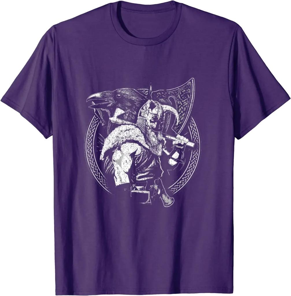 Norse Mythology God Odin Raven Warrior TShirt 100 Cotton ONeck Summer Short Sleeve Casual Unisexs Tshirt Size S3XL