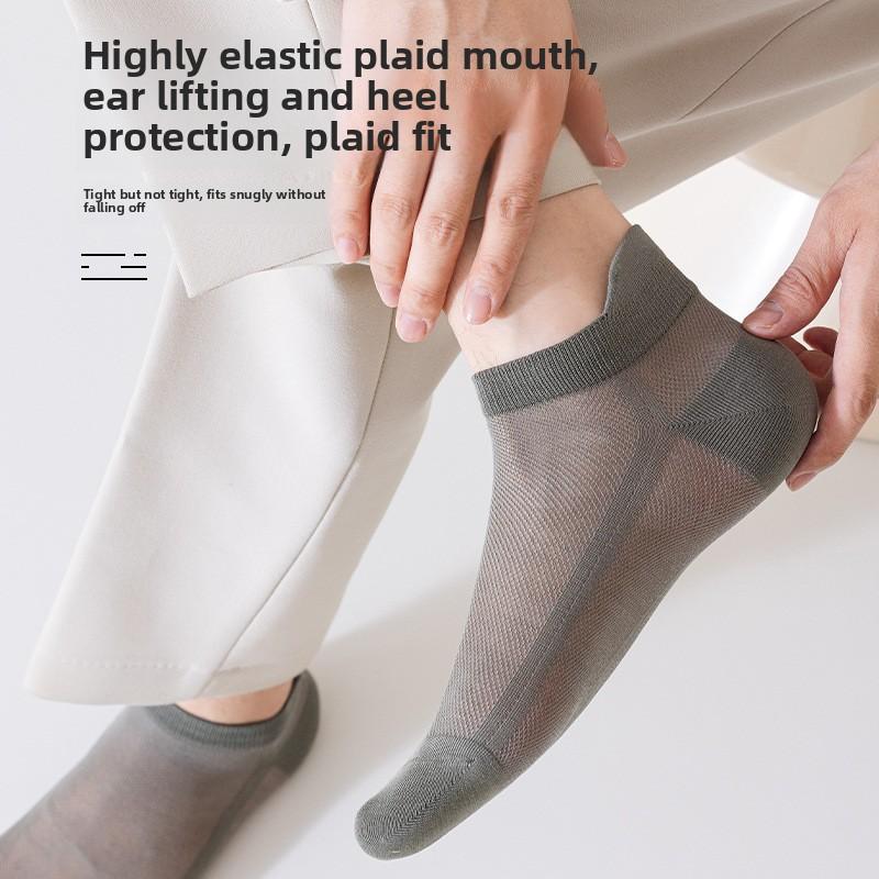 5 Paar Herren Sommer Dünne Mesh Baumwolle Deodorant Schweißabsorbierende Bootssocken