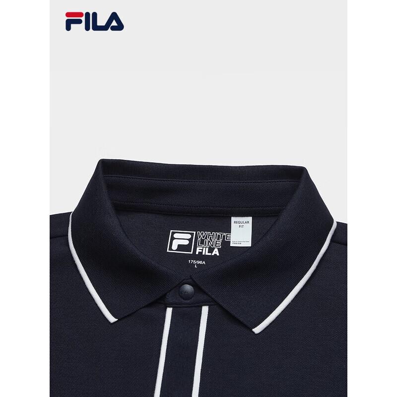 FILA Men's Knitted Long-Sleeve Polo Shirt
