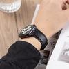 Pulseira de Couro Genuíno para Apple Watch S10 - Pulseira de Relógio em Couro de Vaca de Primeira Camada Cauda Quadrada Durável para Negócios