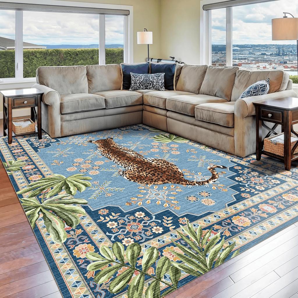Symmetric Vintage Jungle Leopard  Multicolor Carpet Soft Non-slip Mat Rug for Living Room Home Decor Bedroom Rug Coffee Table