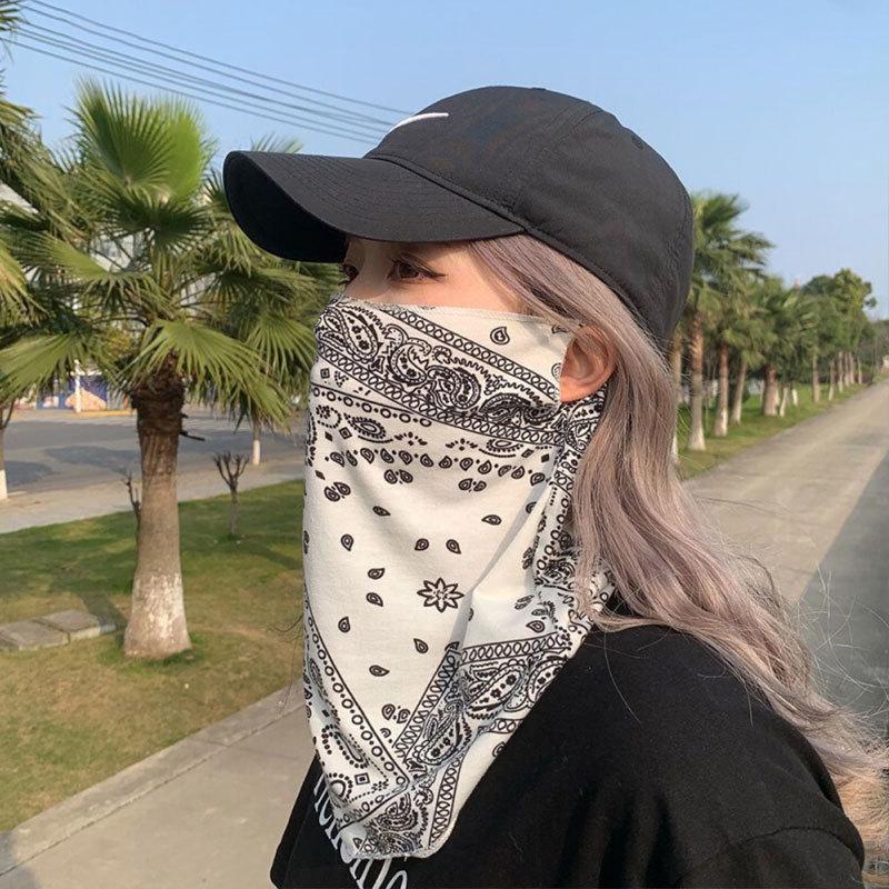 

UV Protection Mask Ice Silk Cooling Sunscreen Face Ear Neck Protection For Men Women Summer Outdoor Cycling Breathable Scarf 52x31cm білий