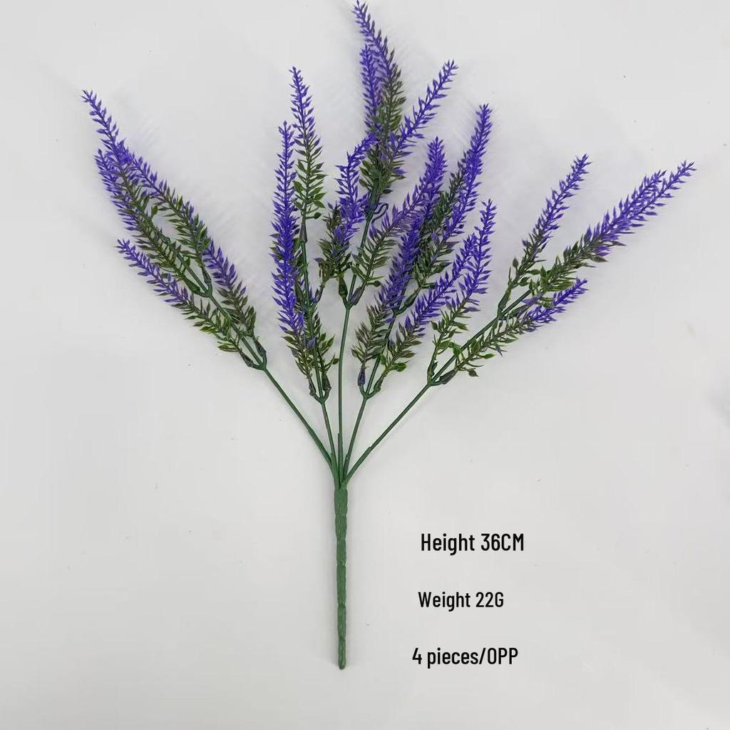 5-Fork Lavender Artificial Flowers: UV-Protected Outdoor & Courtyard Decor