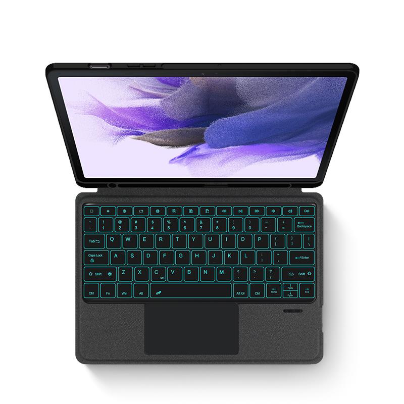 

For Samsung Galaxy Tab S10+/S9+ Leather Case+Bluetooth-Compatible Keyboard with Backlight Trackpad A