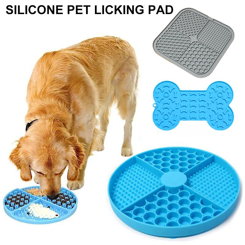 Silicone Pet Licking Pad With Suction Square Round Lick Mat Cat Dog Slow Food Bowl Dogs Slow Feeder Pet Supplies