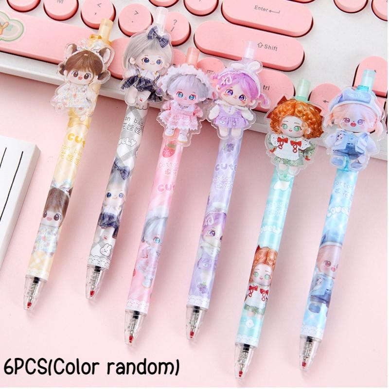 Wholesale Cartoon Cotton Doll Sticky Push Pen With Non-erasable Ink Ideal For Students And Girls 926)