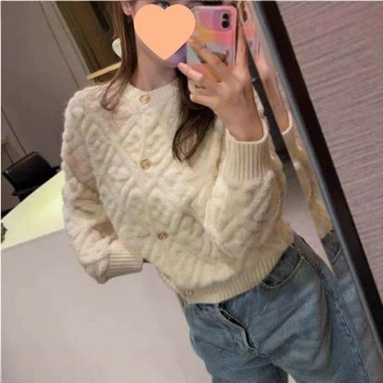 Retro-Style Women's 3D Jacquard Loose Cable Knit Cardigan - Perfect for Spring & Autumn