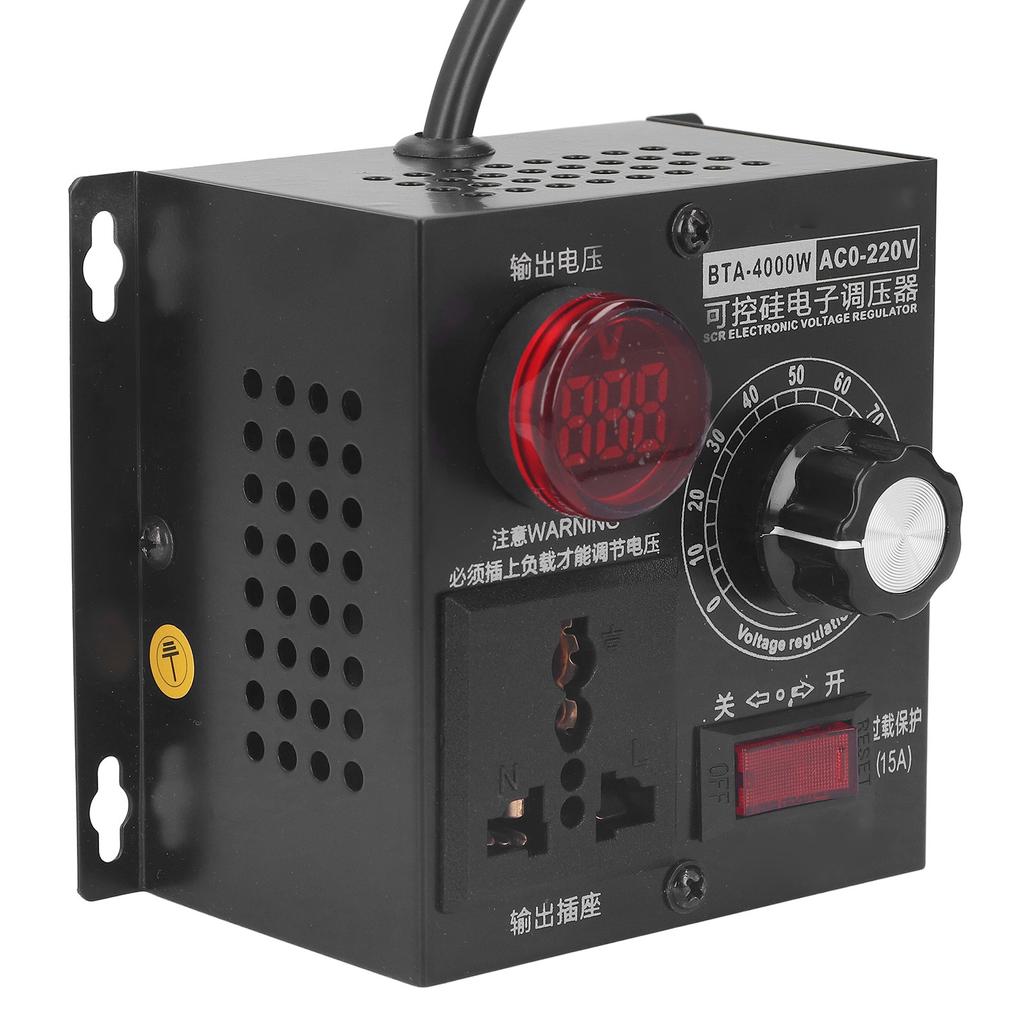 SCR Voltage Regulator AC 220V Input 0‑220V Adjustable Output Voltage Controller Control Switch 4000W