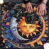 Divinations Tablecloth Sun Moon Pattern Astrology Tarots Card Tablecloth Altars Cloth Divinations Board Game Accessory