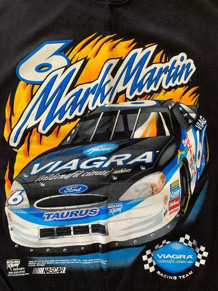 Винтажная футболка с коротким рукавом Mark Martin NASCAR Viagra Roush Racing Черная Унисекс S
