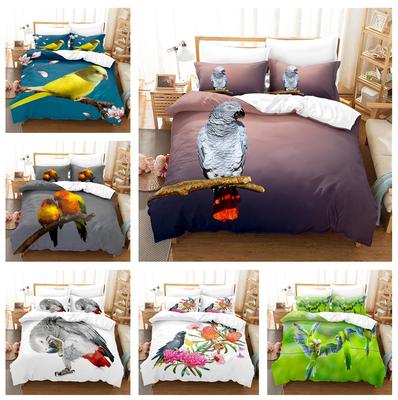 3D Parrot Bedding Set Bird Animal Down Duvet Cover Pillowcase 2/3pc Single Double Bed Luxury Home Textile Duvet Cover Set Gift