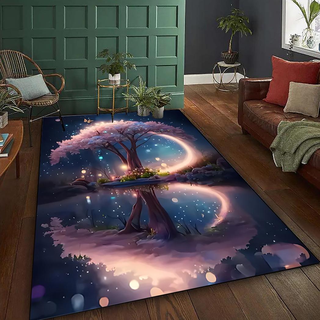 

Night Tree Pattern Rug, Easy To Clean, Large Size, Suitable for Living Room, Bedroom,office - Indoor and Outdoor Home Decoration 60x90(23x35in)